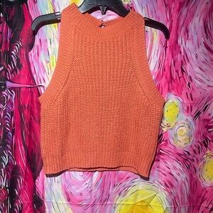 Orange Sleeveless Knit Top